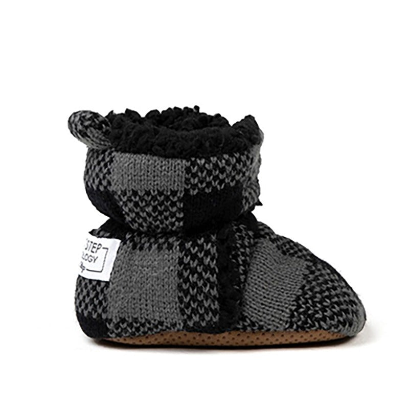 Cozy Sole Kids Soft Sole Slippers - Black Plaid