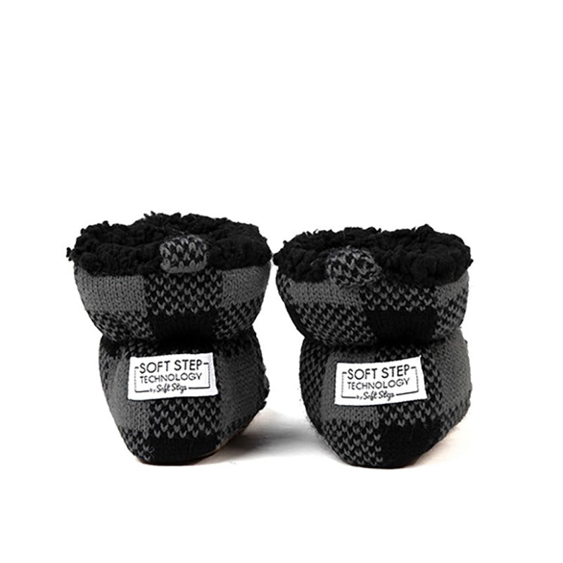 Cozy Sole Kids Soft Sole Slippers - Black Plaid