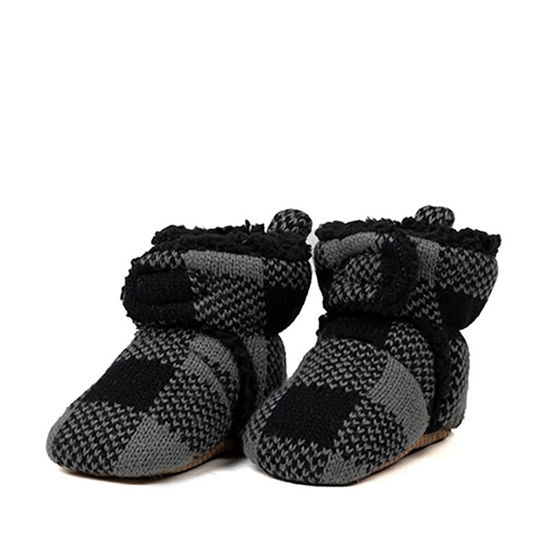 Cozy Sole Kids Soft Sole Slippers - Black Plaid
