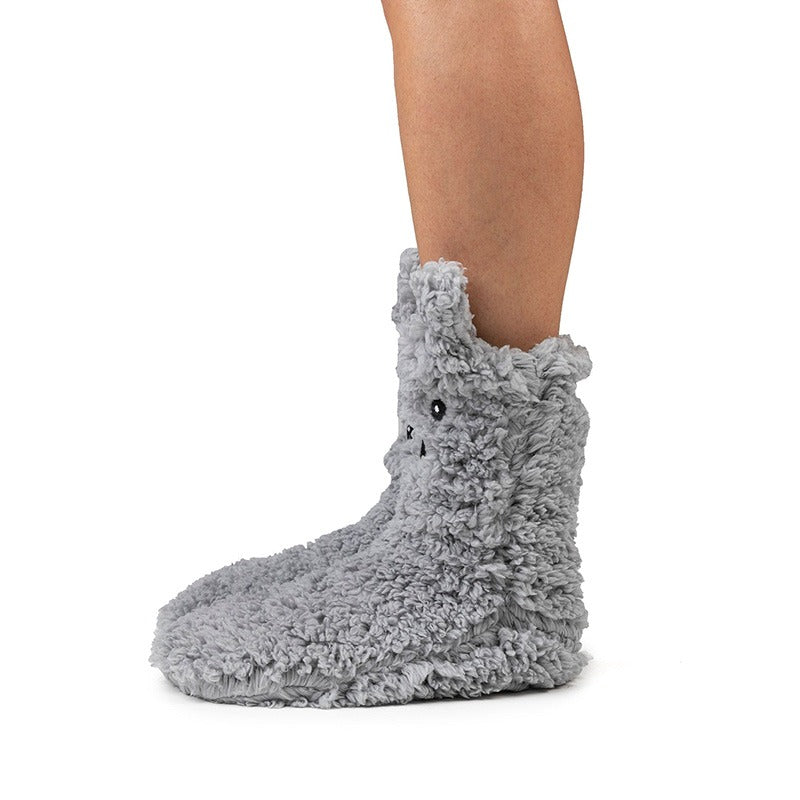 Cozy Sole Adult and Kids Slipper Socks - Grey, side view.