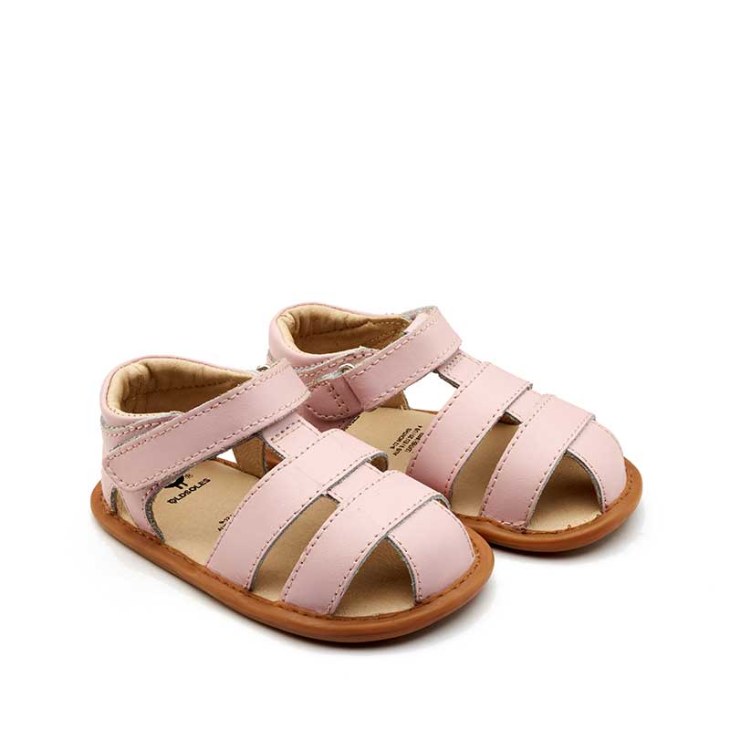 Pair of Old Soles Waves Sandals - Chalk Pink, angled view showing outer side and front.