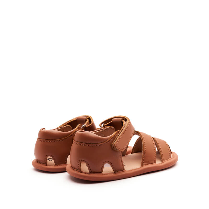 Pair of Old Soles Waves Sandals - Tan, angled view showing the outer side and rear.