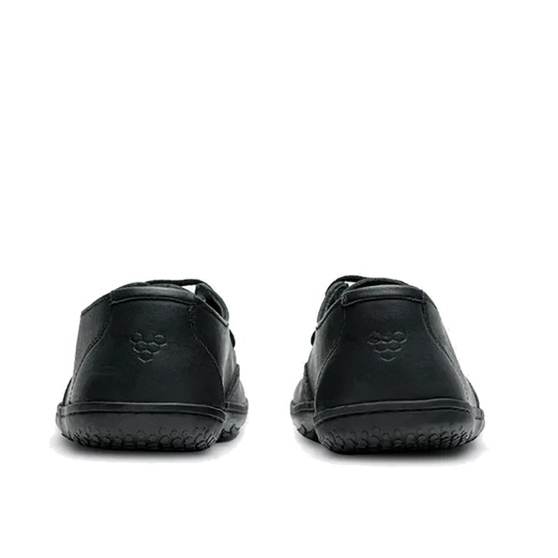 Pair of Vivobarefoot Men's Shoes Ra - Obsidian, rear view.