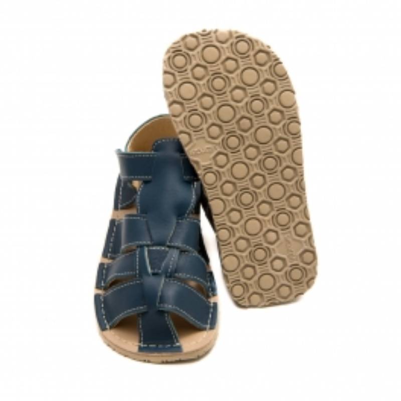 Pair of Zeazoo Kids Sandals Marlin - Blue, one showing the front view and the other showing the sole view.