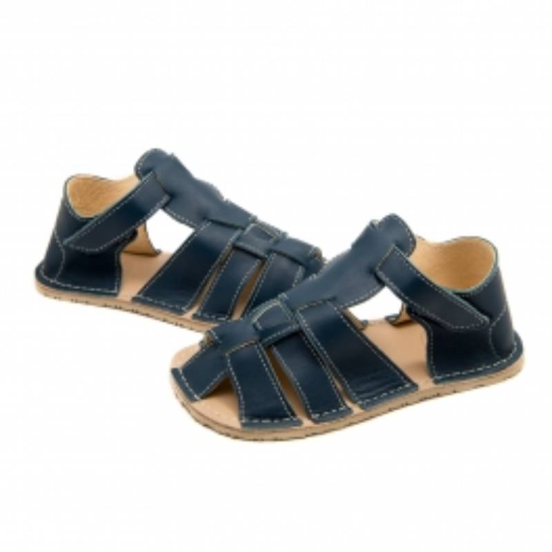 Pair of Zeazoo Kids Sandals Marlin - Blue. angled view with both sandals facing towards each other showing the outer sides.