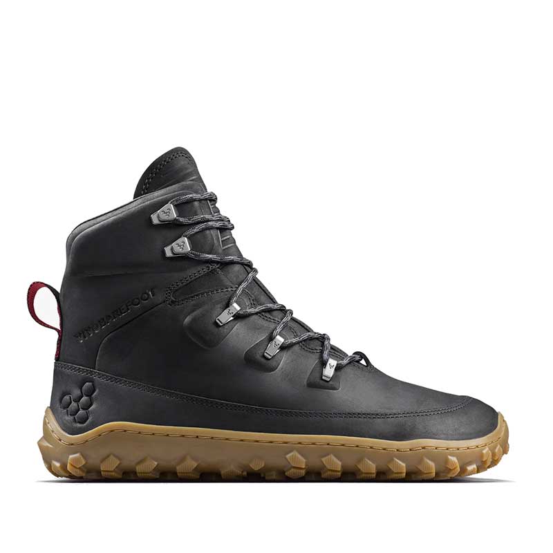 Vivobarefoot Men's Boot Tracker Leather AT II - Obsidian, outer side view.