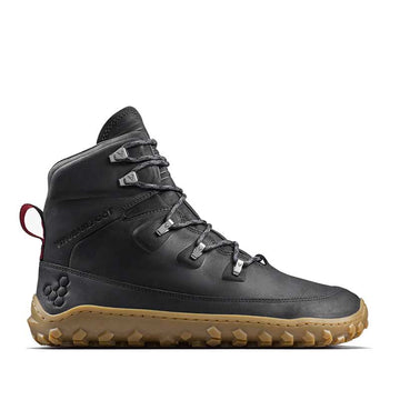 Vivobarefoot Men's Boot Tracker Leather AT II - Obsidian, outer side view.