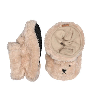 MP Denmark Fluffy Bear Slippers - Mojave Desert, side and top view.