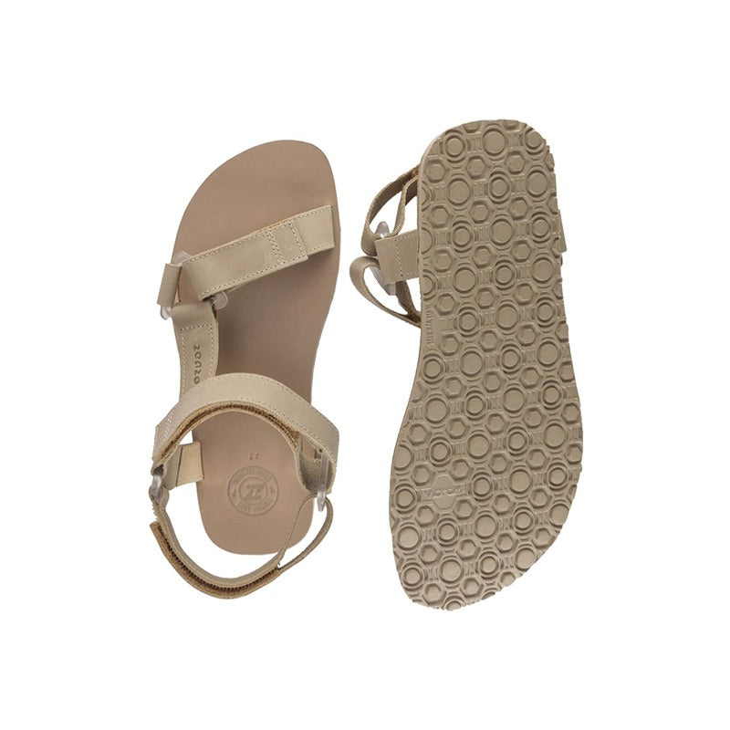 Pair of Zeazoo Kids Sandals Olymp - Beige, one showing the top view and the other showing the sole view.