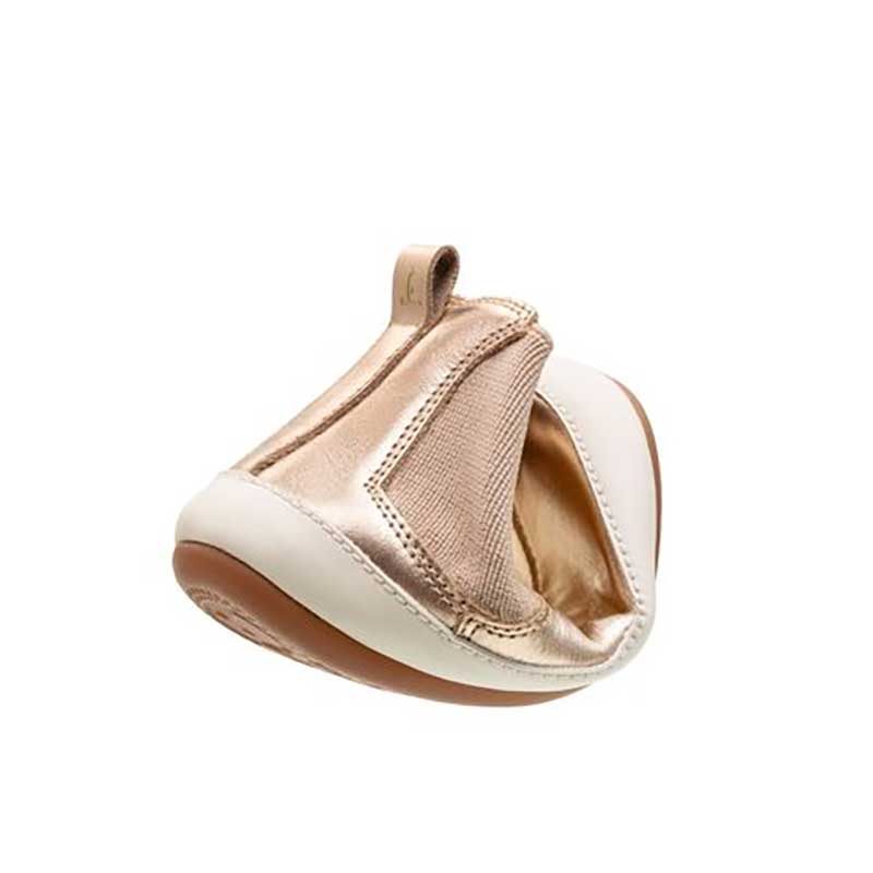 Tip Toey Joey Toddler Boot One Love - Metallic Salmon, folded.