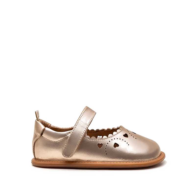 Tip Toey Joey Toddler Mary Jane Shoe Sweetheart - Metallic Salmon, outer side view.