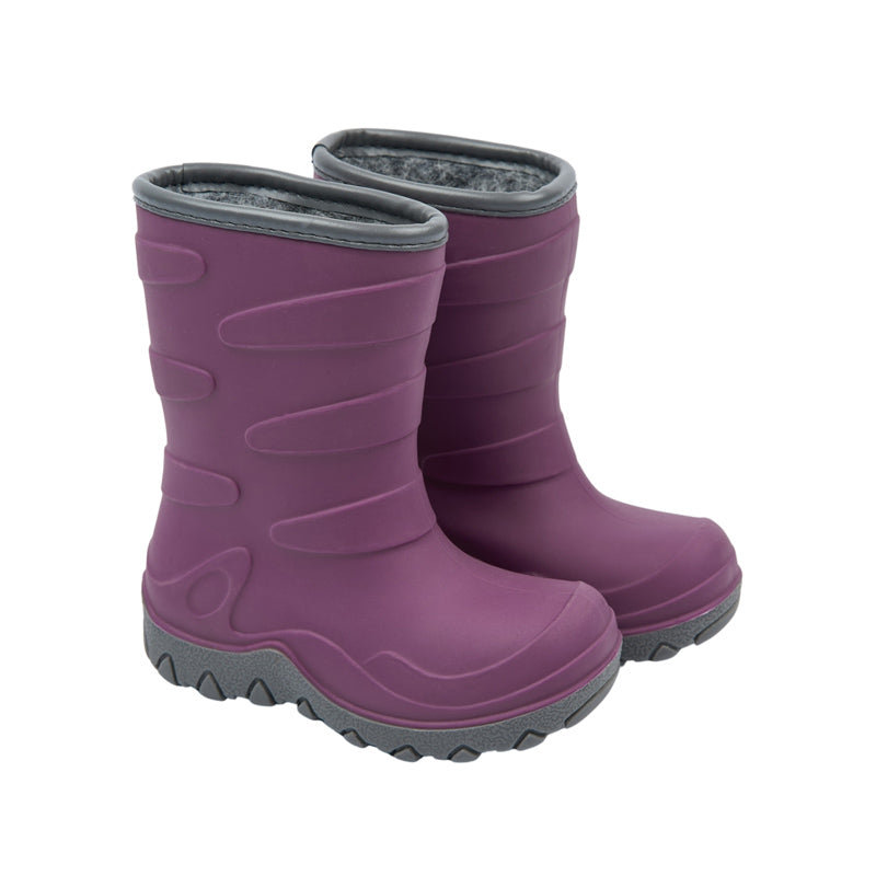 Pair of Mikk-Line Kids Thermal Boots - Tulipwood, angled view showing the outer side and front.