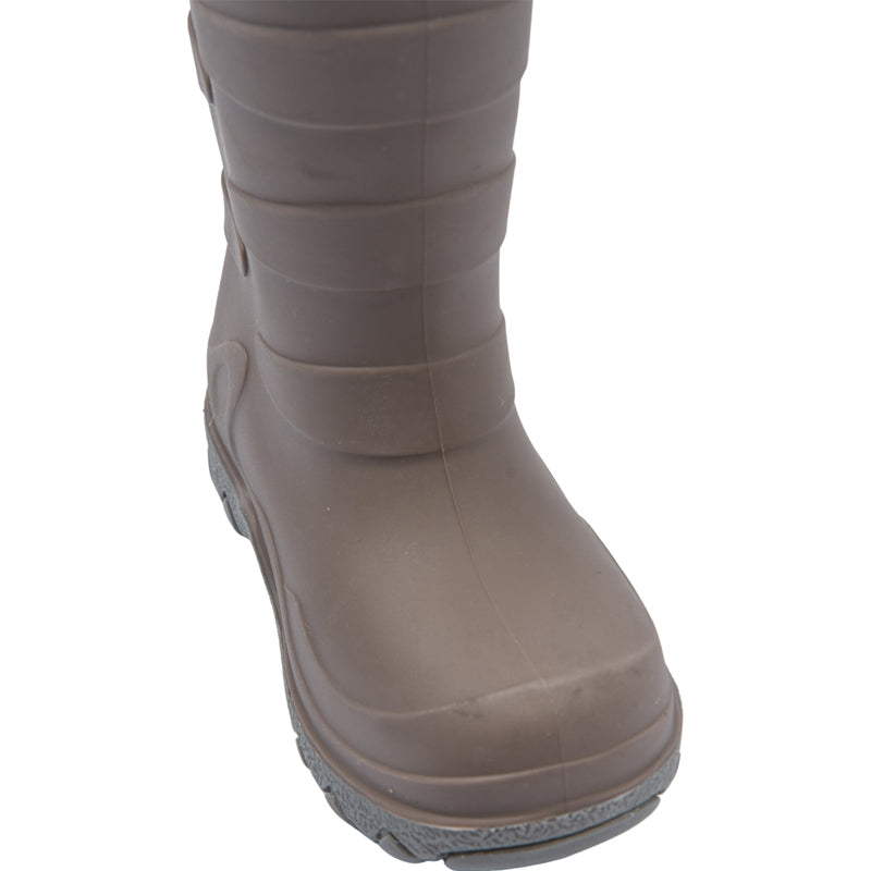 Mikk-Line Kids Vegan Thermal Boot - Falcon Brown, close up of front of boot.