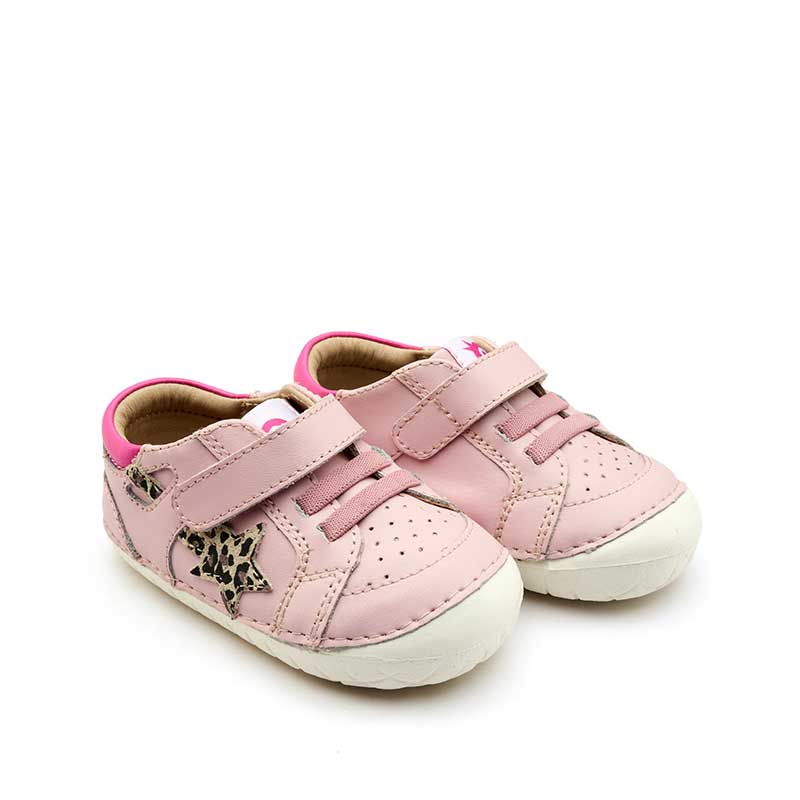 Pair of Old Soles Pavesta Pave Shoes - Chalk Pink, angled view showing outer side and front.