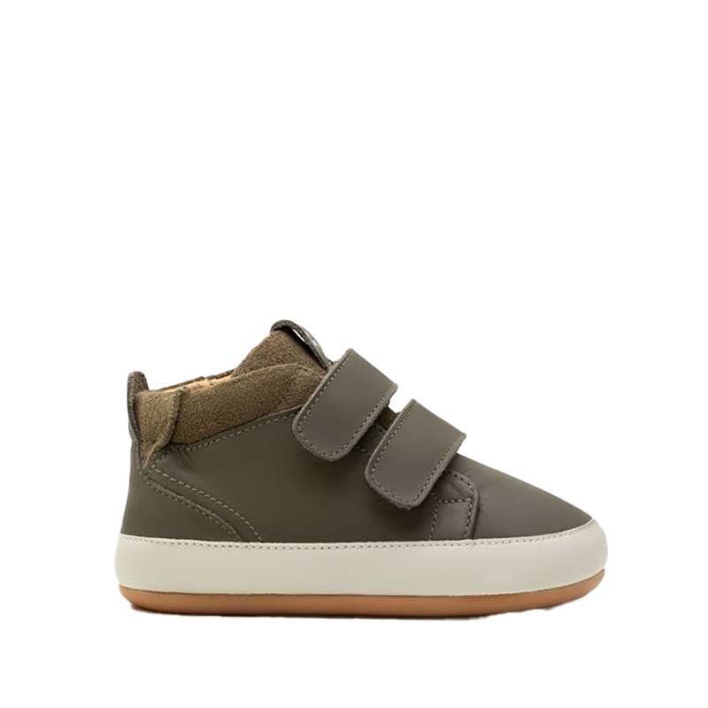 Tip Toey Joey Toddler High Top Trainer Cascade - Mineral Green and Olive Suede, outer side view.