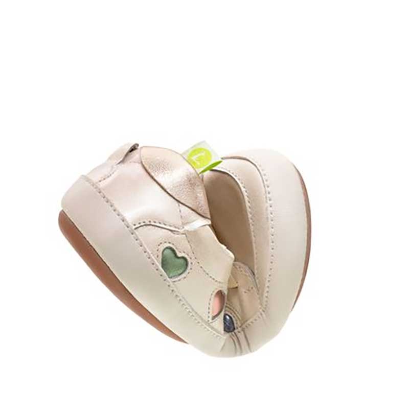 Tip Toey Joey Toddler Trainer Love 4 All - White Dream/Sterling Silver/Rose Gold, folded up.