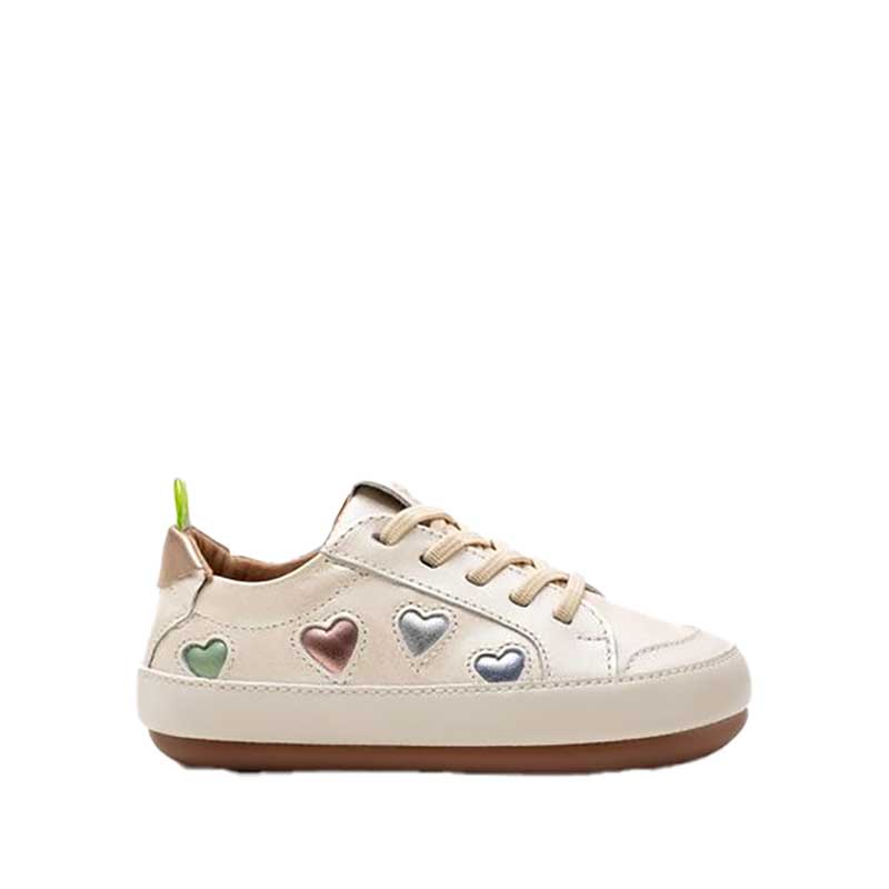 Tip Toey Joey Toddler Trainer Love 4 All - White Dream/Sterling Silver/Rose Gold, outer side view.