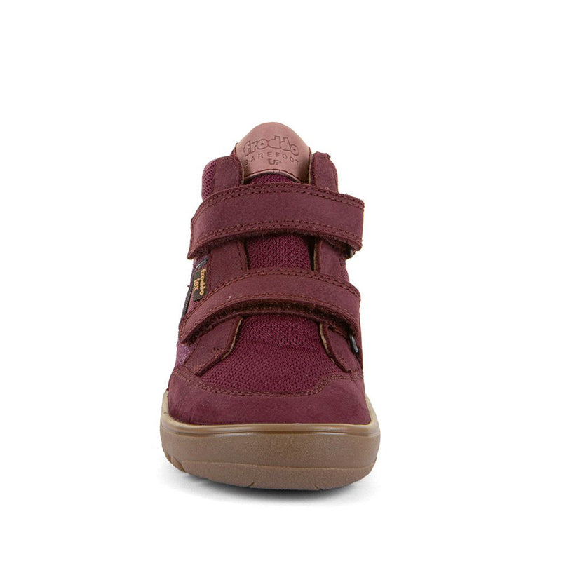 Froddo Kids Barefoot Waterproof Up Hill Boot - Bordeaux, front view.