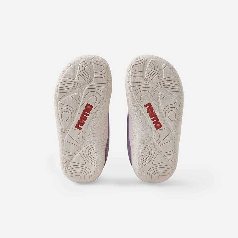 Pair of Reima Kids Trainers Tepastelu - Light Beige, sole view.