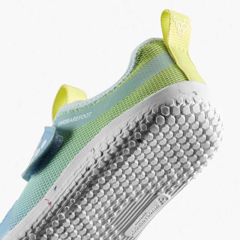 Vivobarefoot Kids Trainer Primus Sport IV - Skyway, angled view showing the sole.