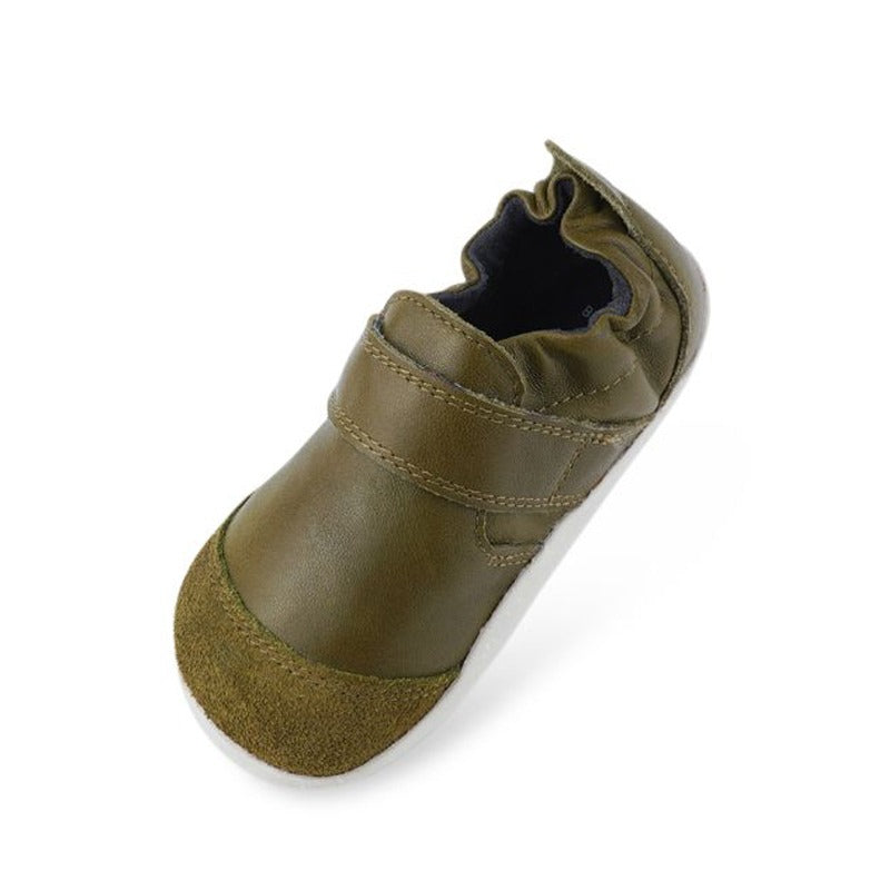 Bobux SU Xplorer Marvel Shoe - Olive, angled top and inner side view