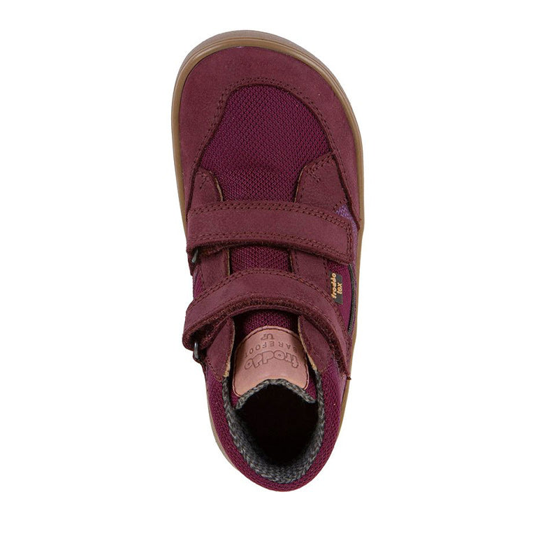 Froddo Kids Barefoot Waterproof Up Hill Boot - Bordeaux, top view.