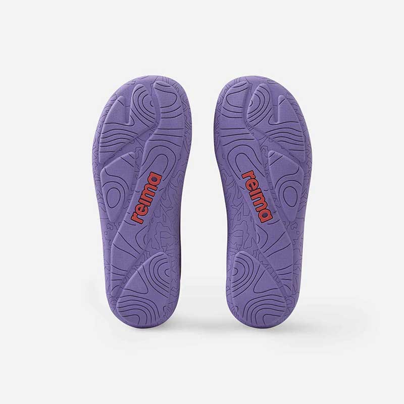 Pair of Reima Kids Trainers Tallustelu - Misty Violet, sole view.