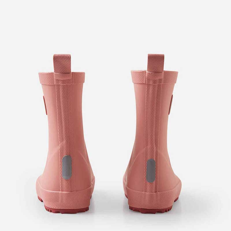 Pair of Reima Kids Wellies Ankka - Rose Blush, rear view.
