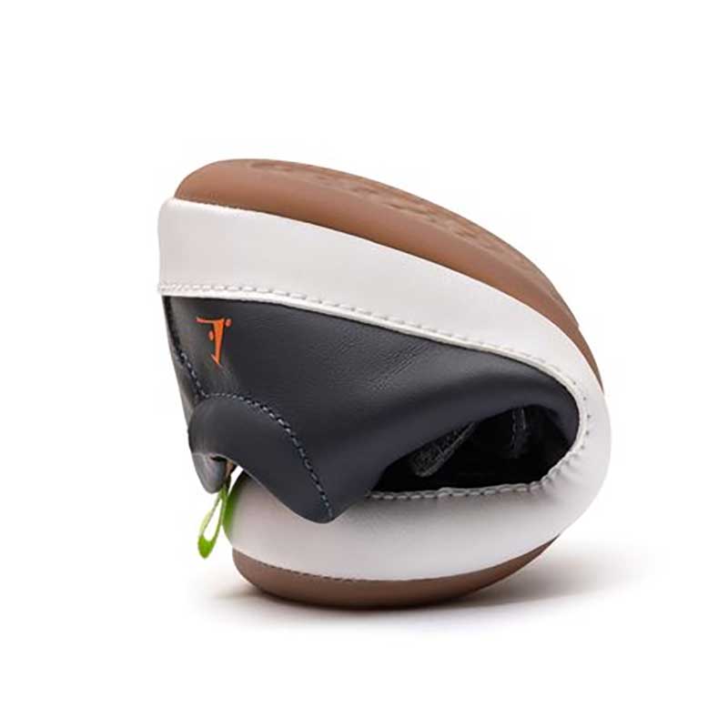Tip Toey Joey Kids Trainer Bossy - Navy and White, curled up.