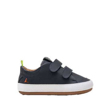 Tip Toey Joey Kids Trainer Bossy - Navy and White, outer side view.