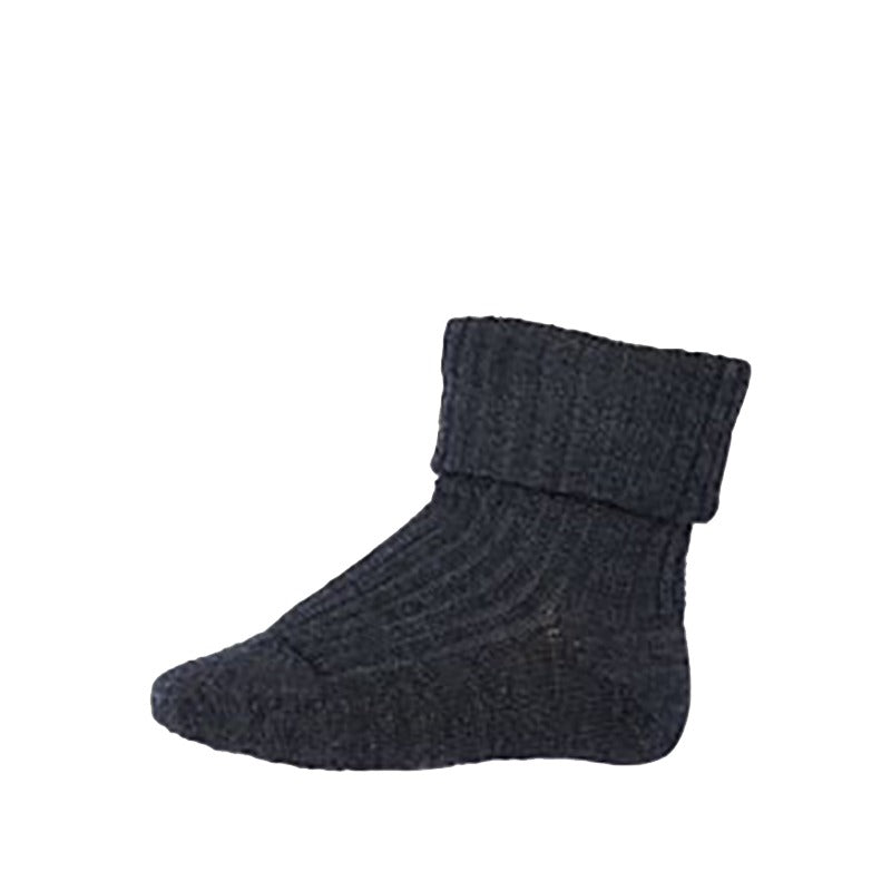 MP Denmark Kids Wool Rib Sock - Dark Grey Melange.
