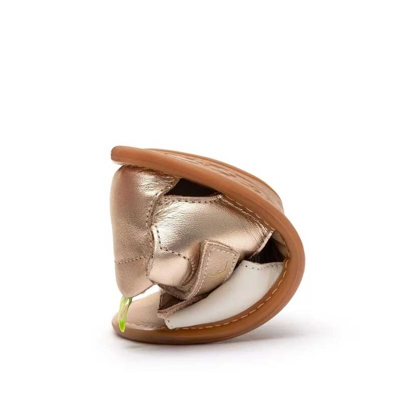 Tip Toey Joey Toddler Sandal Toucan - Metallic Pink, folded up.