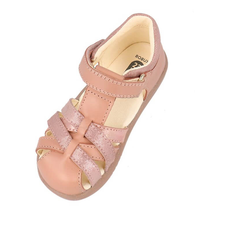Bobux Cross Jump Sandal - Rose, angled top and inner side view