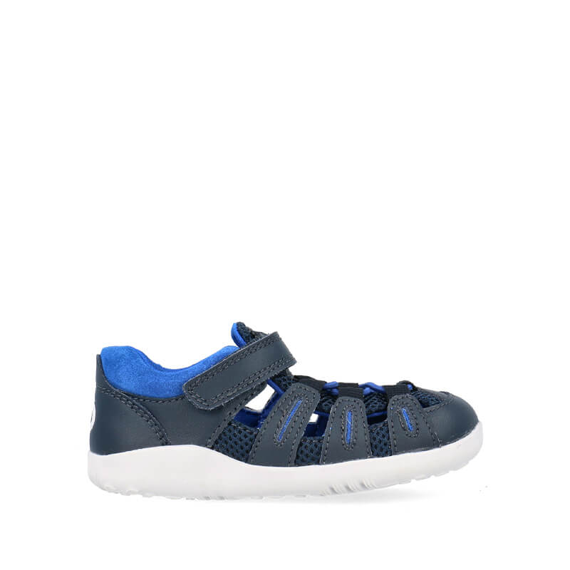 Bobux Summit Sandal - Navy and Snorkel Blue, outer side view