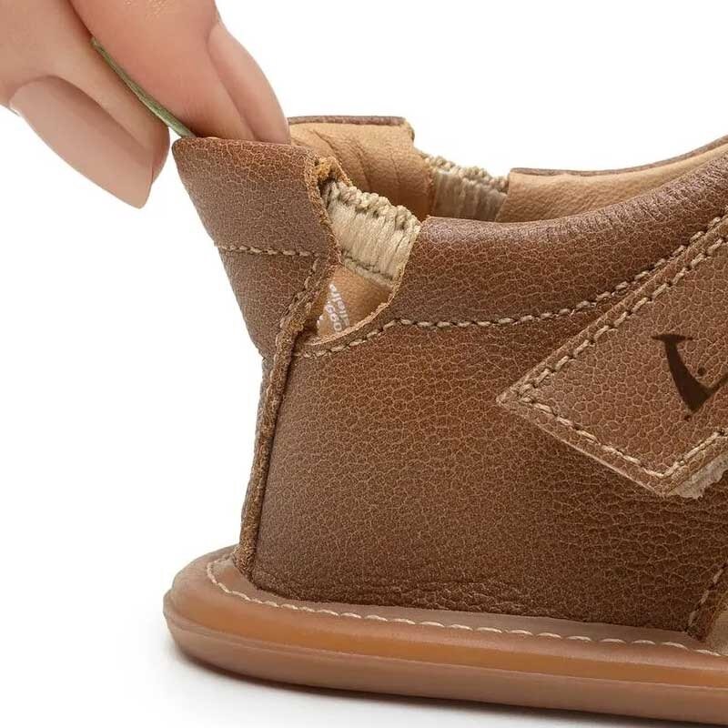Tip Toey Joey Toddler Sandal Parky - Whisky close up heel.