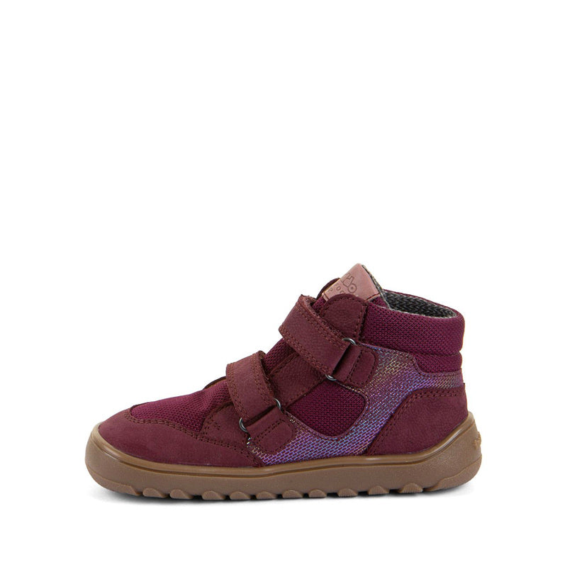 Froddo Kids Barefoot Waterproof Up Hill Boot - Bordeaux, inner side view.