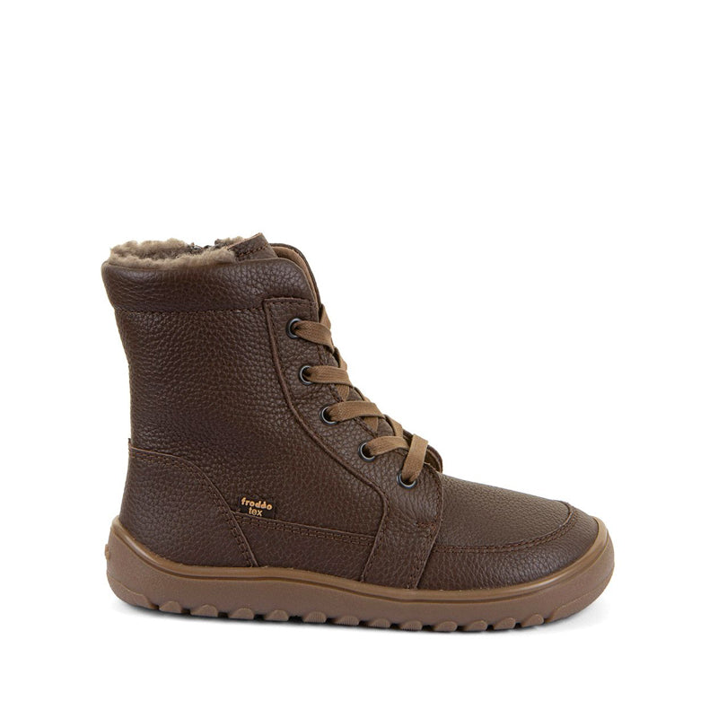 Froddo Barefoot Waterproof Up Core Boot - Brown, outer side view.