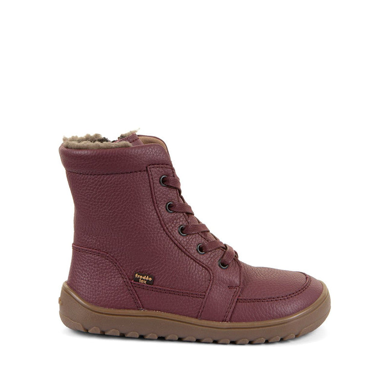 Froddo Barefoot Waterproof Up Core Boot - Bordeaux, outer side view.