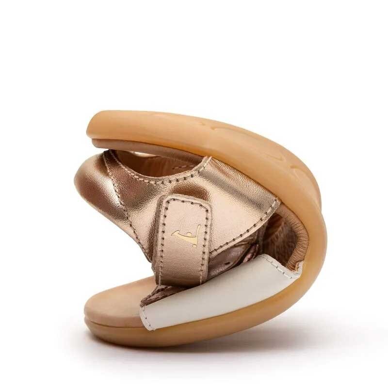 Tip Toey Joey Kids Sandal Toucan - Metallic Pink, folded up.