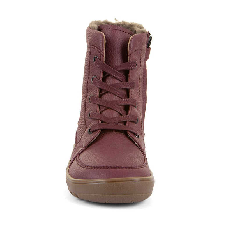 Froddo Barefoot Waterproof Up Core Boot - Bordeaux, front view.