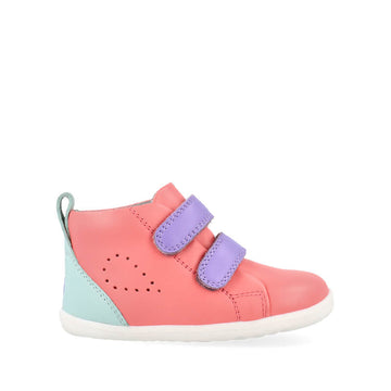 Bobux SU Grass Court High Boot - Coral and Mauve, outer side view