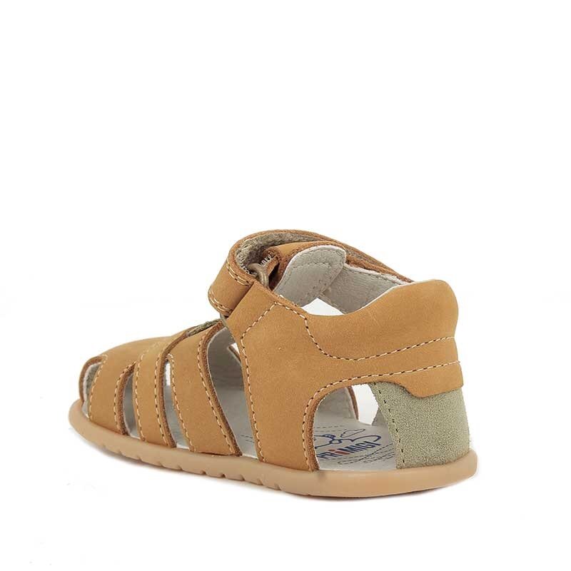 Primigi Kids Barefoot Sandal - Caramel, angled view showing inner side and rear.
