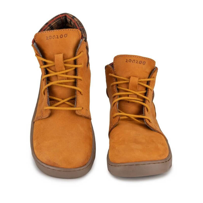 Pair of Zeazoo Junior Boots Grizzly - Camel, front view.