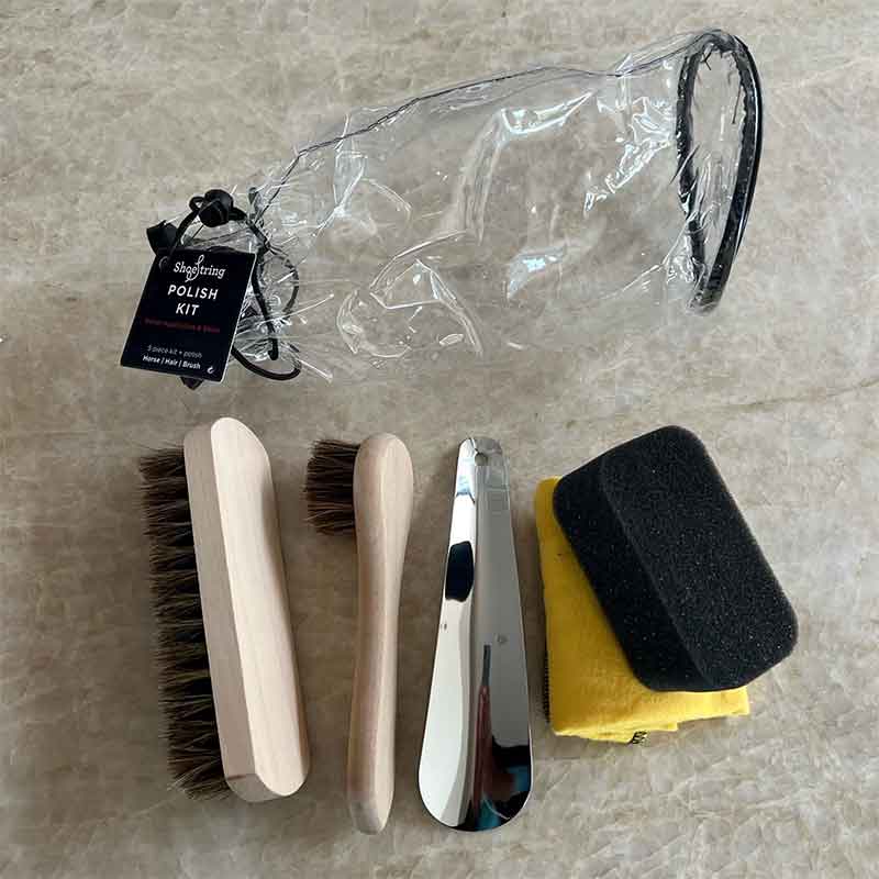 Opened Famaco Neutral Polish Kit showing products.