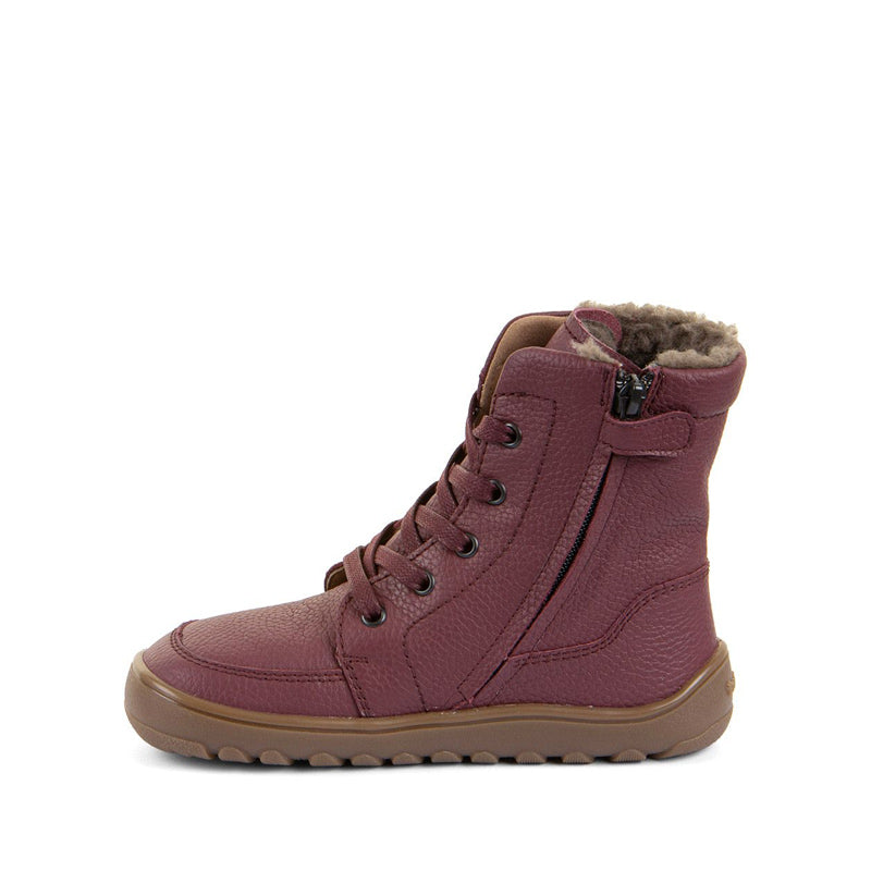 Froddo Barefoot Waterproof Up Core Boot - Bordeaux, inner side view.