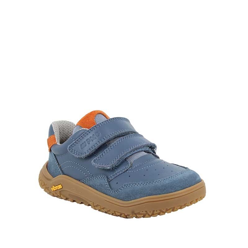 Primigi Kids Barefoot Double Strap Trainer - Blue, angled view showing outer side and front.