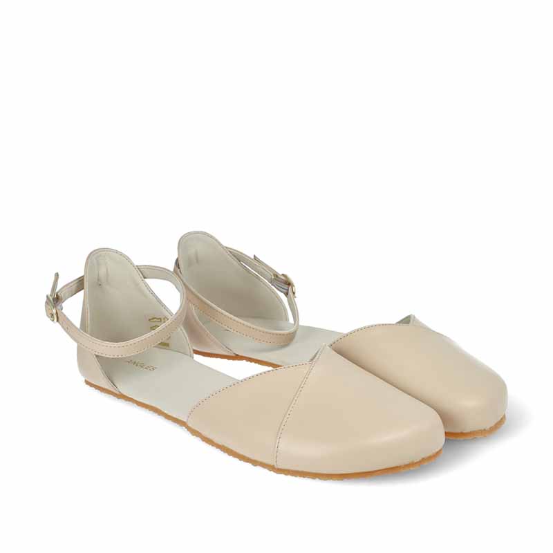 Pair of Angles Women's Sandals Dione - Beige, angled view showing outer side and front.