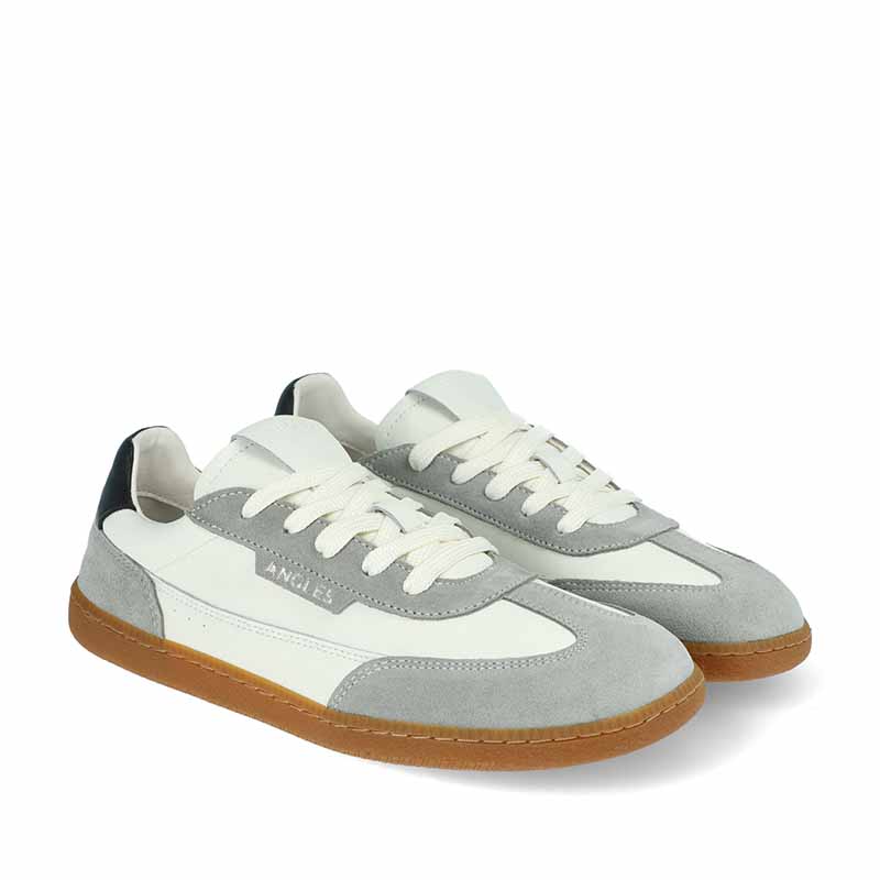 Pair of Angles Adults Shoes Helios 2.0 - White Black, angled view showing outer side and front.
