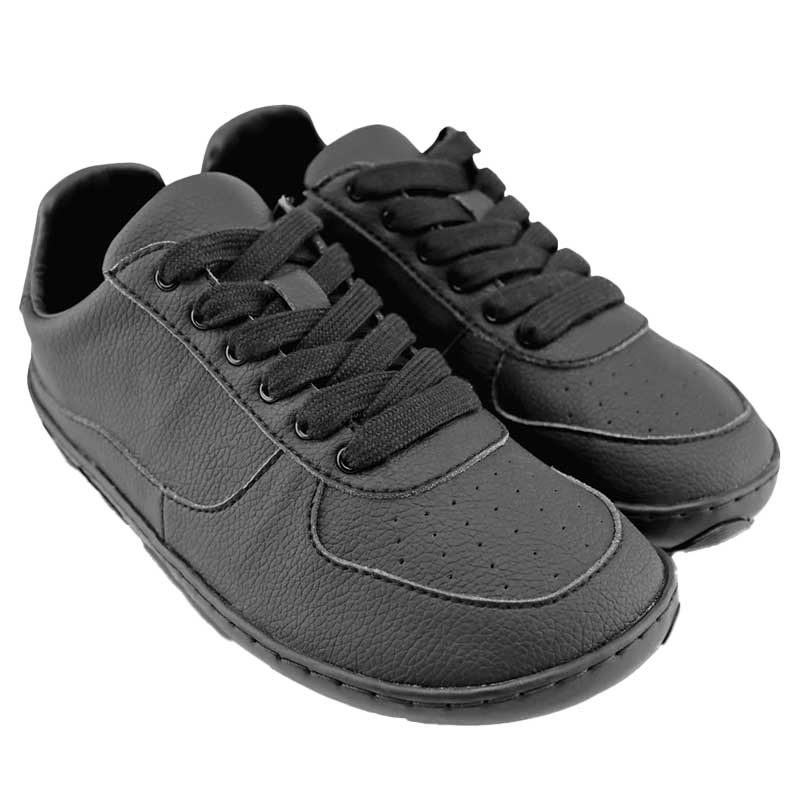 Pair of PaperKrane Adults Low Shoes - Black, angled view showing the outer side and front