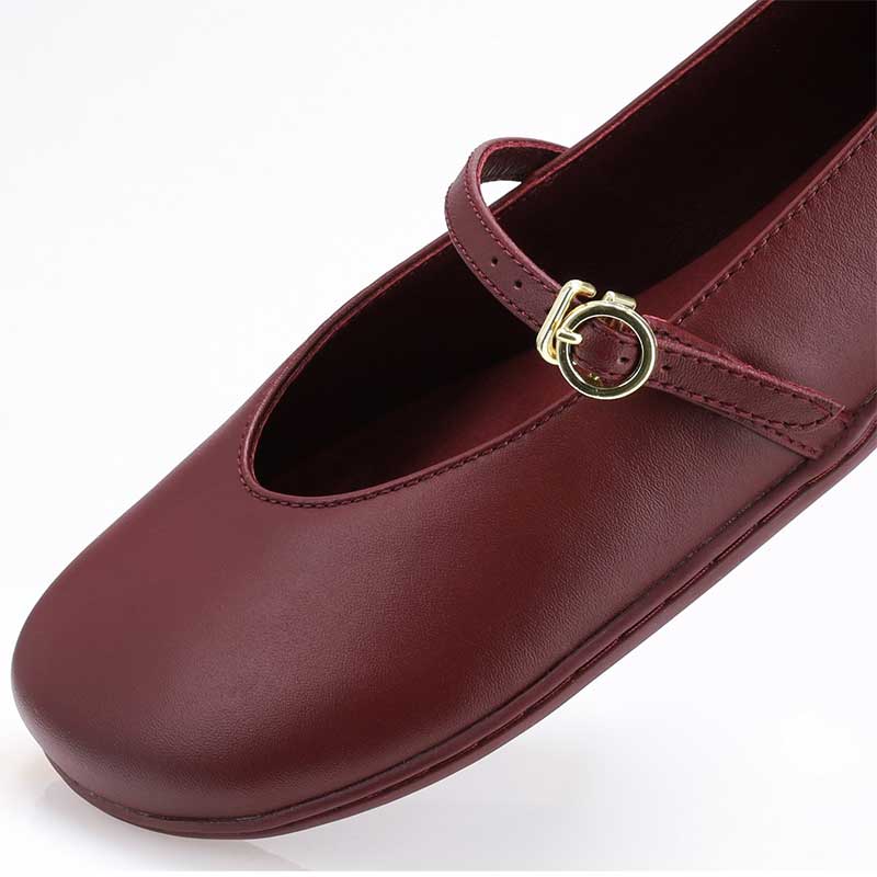 Be Lenka Women's Ballet Shoe Amalea - Burgundy, close up of toe box.